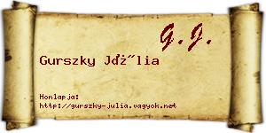 Gurszky Júlia névjegykártya